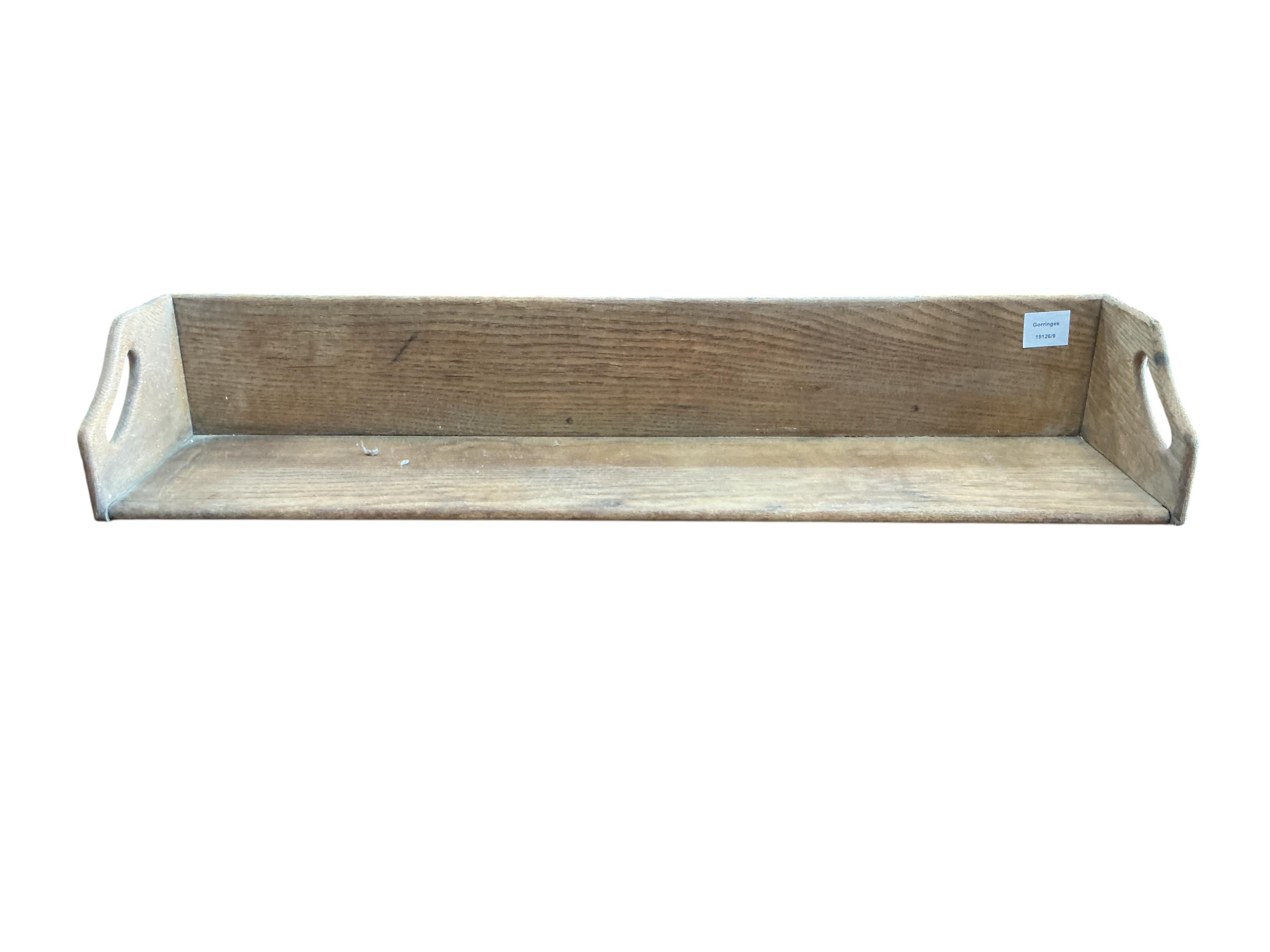 A pair of oak book troughs, width 86cm, depth 20cm, height 15cm